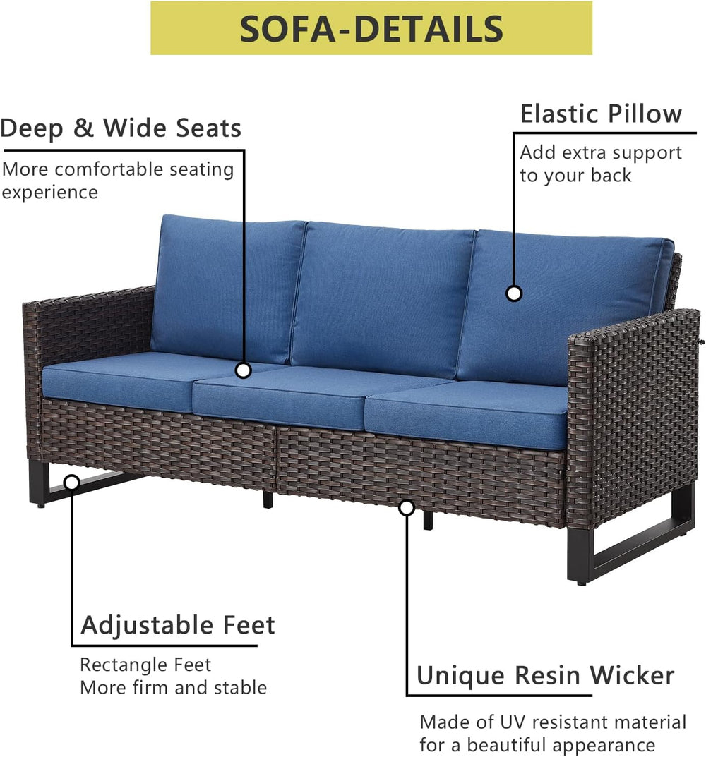 HUMMUH 7 Piece Patio Furniture Set Outdoor Sectional Sofa,High Back Patio Swi...