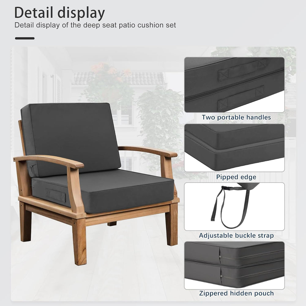 Favoyard Deep Seat Patio Cushion Set 19 x 19 Inch Waterproof Outdoor Chair Cu...
