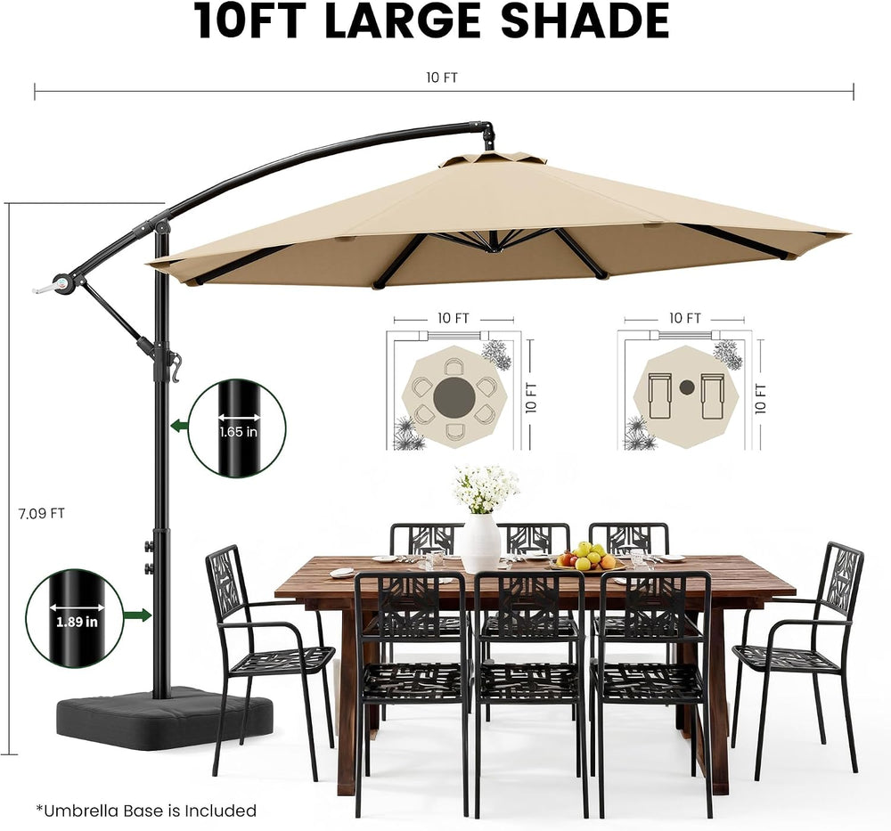 10FT Cantilever Offset Outdoor Patio Umbrella with Base Included