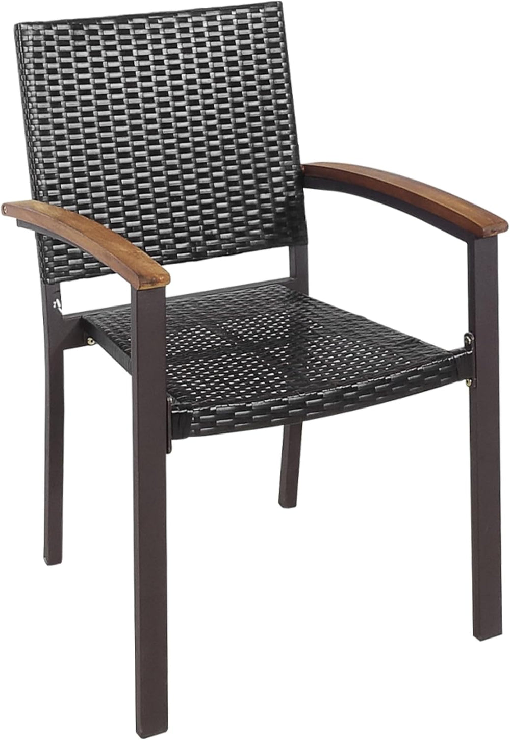Tangkula 2 Pieces Outdoor PE Wicker Stackable Chairs, Patio Dining Chairs wit...