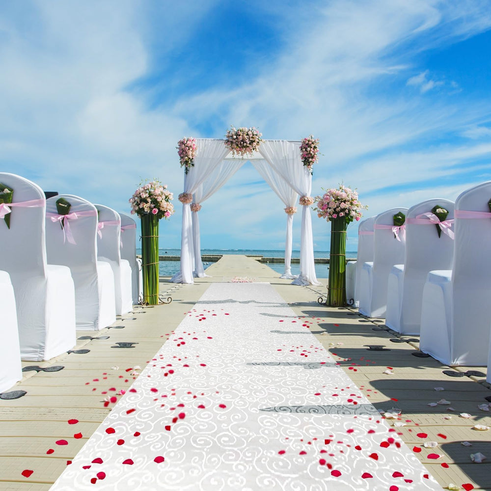 Thickened Aisle Runner for Wedding CeremonyFeet White Aisle Runner Walkway fo...