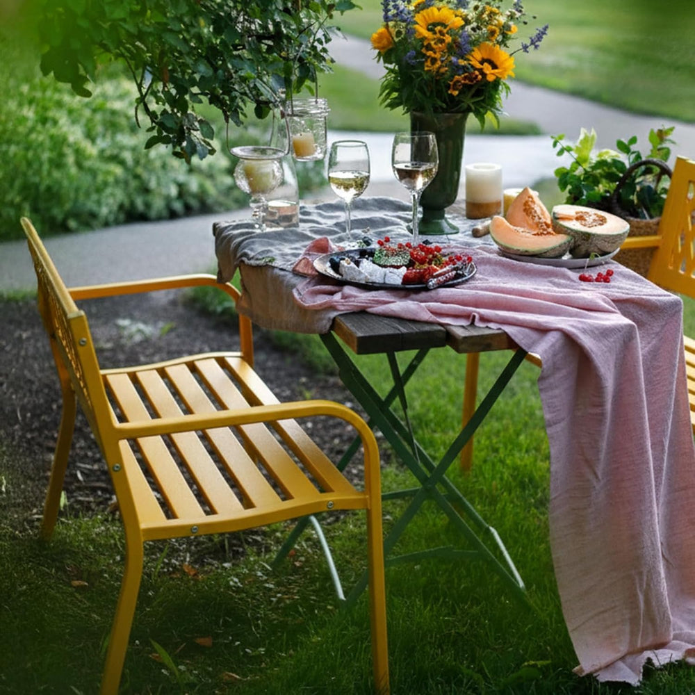 VINGLI 47'' Outdoor Bench, Weather Resistant Garden Patio Bench Powde...
