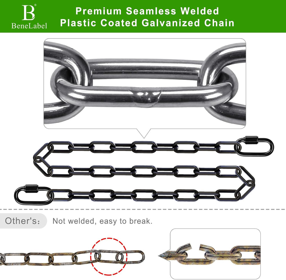 2Pcs 85" Heavy Duty Swing Chain with Hooks Porch Swing Chains