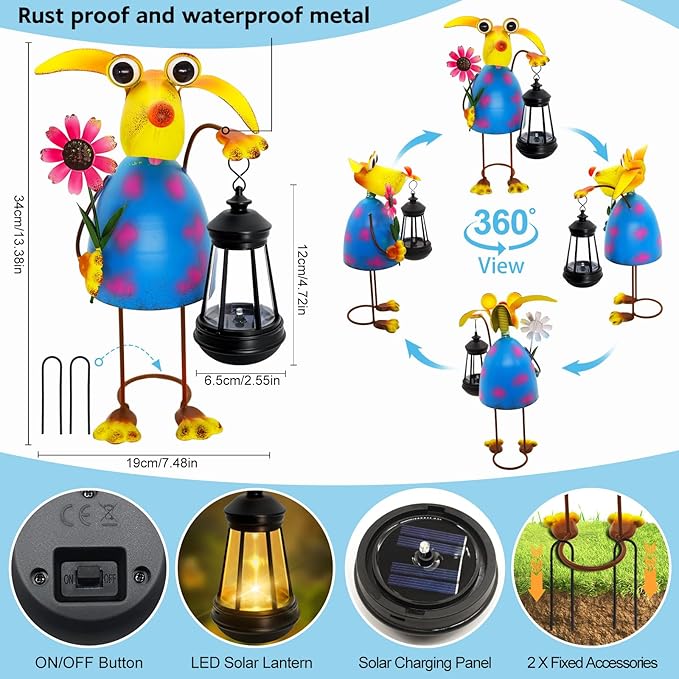 Garden Decor Dog Solar Statues, Unique Garden Statues Dog with Solar Lantern ...