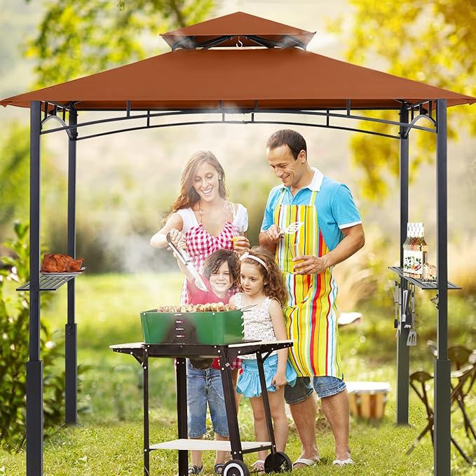 ABCCANOPY 8x5 Grill Gazebo - Outdoor BBQ Canopy Shelter with Led Light for Pa...