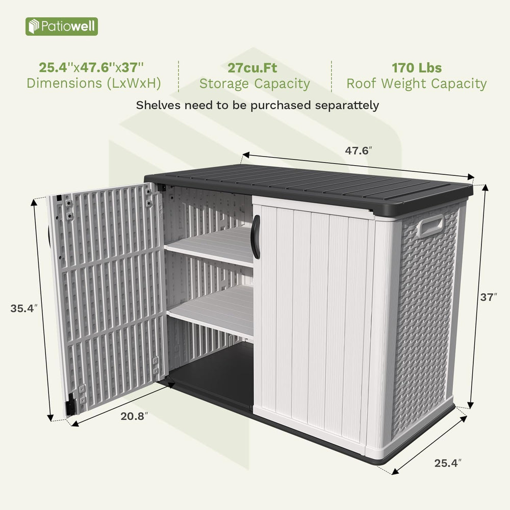 Patiowell 26 Cu.ft Plastic Outdoor Storage Cabinet, Lockable Waterproof Horiz...