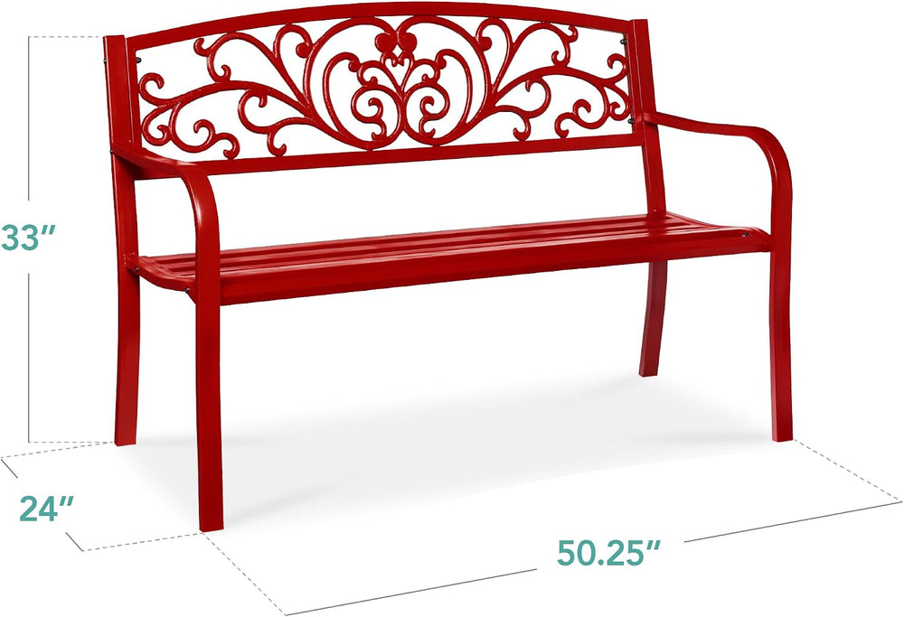 Best Choice Products Outdoor Bench Steel Garden Patio Porch Furniture for Law...