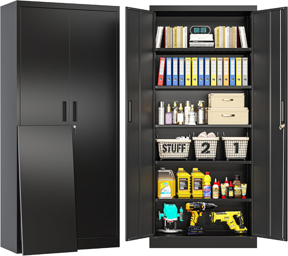 BESFUR Metal Storage Cabinet, 71" H Locking Storage Cabinet with 5 Adjus...