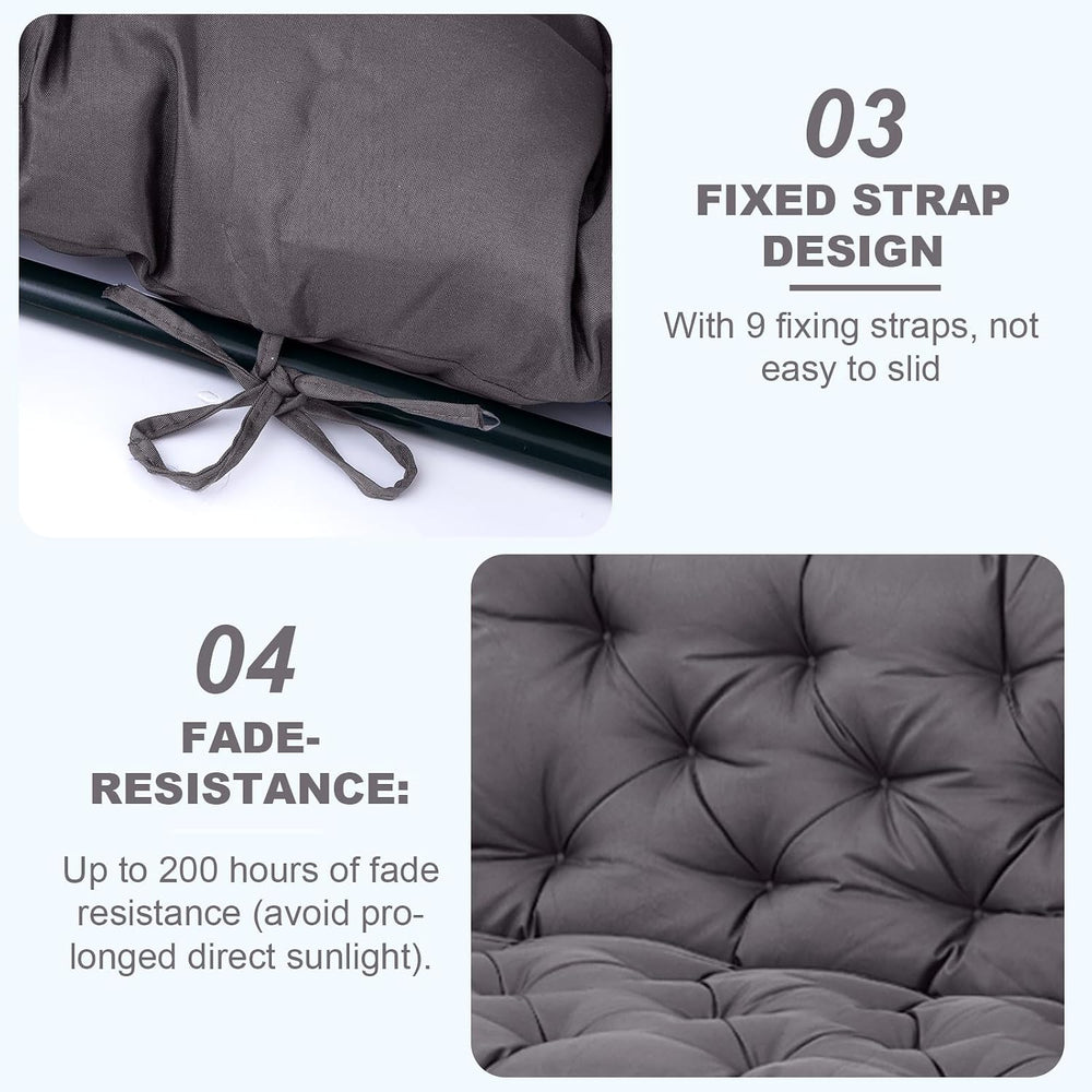 EverPine Porch Swing Cushions, 60x40 inch Outdoor Swing Cushion Replacement 2...
