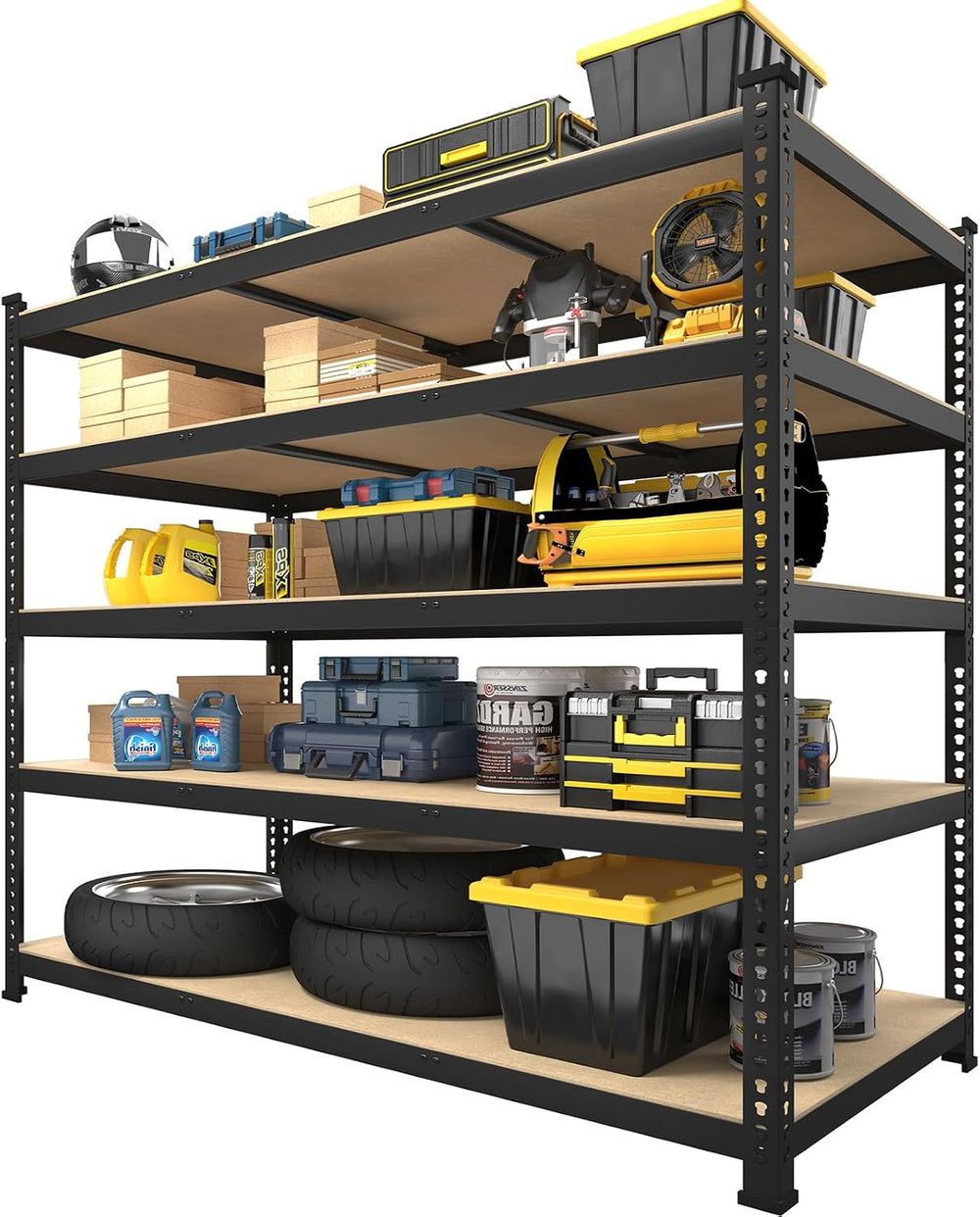 PrimeZone 48"W x 24"D x 72"H Garage Storage Shelves, 5-Tier Me...
