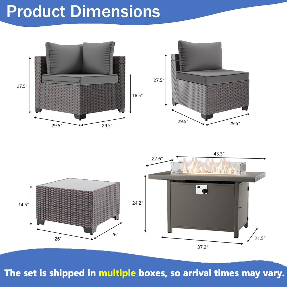 11 Pieces Outdoor Patio Furniture Set,Outdoor Sectional Furniture with 45&quo...