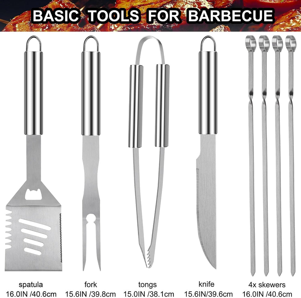 grilljoy 24PCS BBQ Grill Tools Set with Meat Thermometer and Injector - Extra...