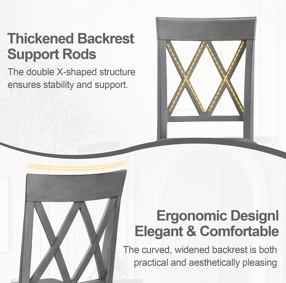 DUHOME Wood Dining Chairs Set of 4,Cross Back Solid Wood Kitchen Chairs