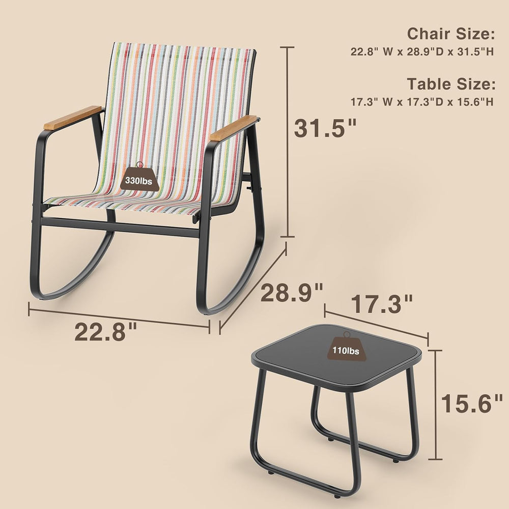 Ahomly 3 Pieces Patio Furniture Set, Outdoor Furniture Set, Stripe