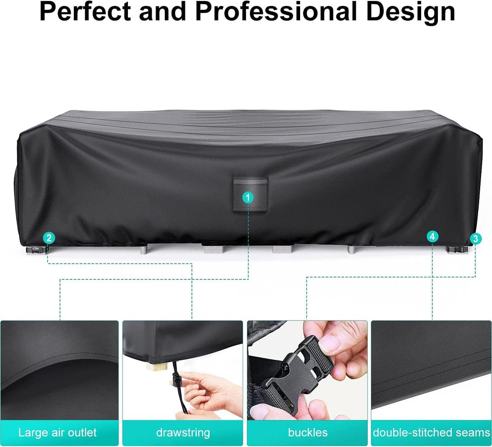 Waterproof Outdoor Patio Furniture Covers 138"L×86"W×28"H Black
