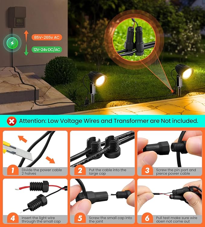 MEIKEE 7W 800lm Low Voltage Landscape Lights, 12V 24V LED Landscape Lighting ...