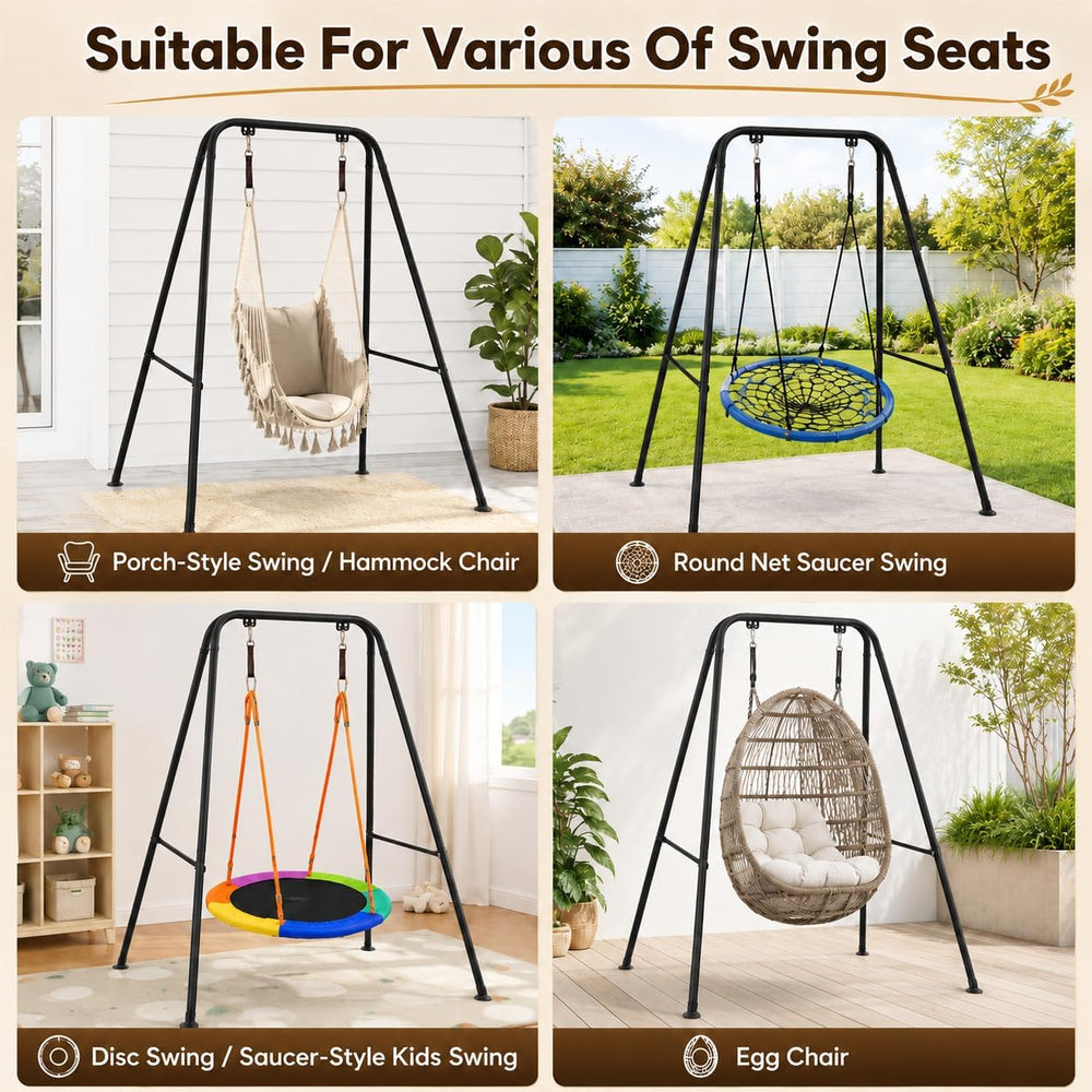 Hi-Na 440 lbs Hammock Chair Stand, Heavy Duty Foldable Swing Stand Frame, Ste...