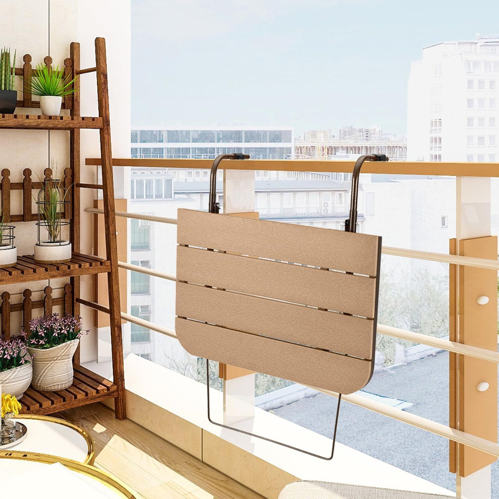 Balcony Railing Table Hanging Folding Balcony Bar Table for Deck Railings Out...