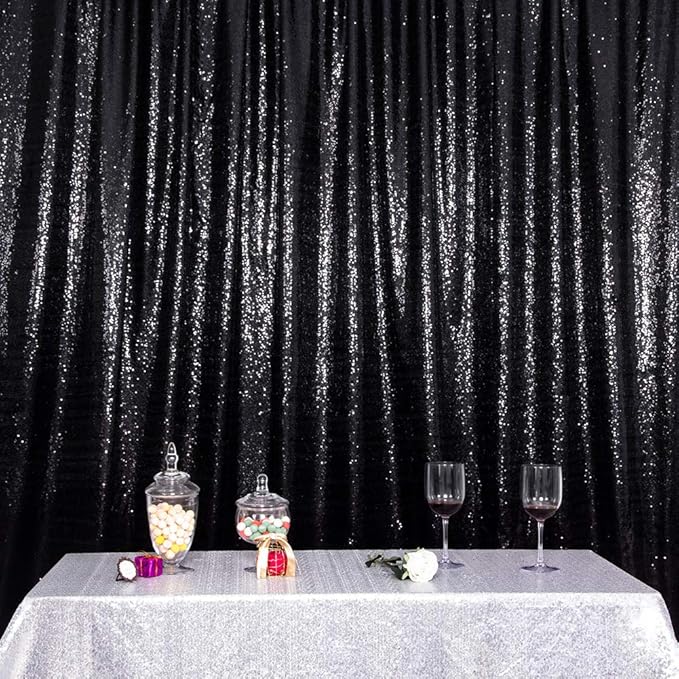 SquarePie Sequin Backdrop Less See Through Background for Wedding Halloween P...