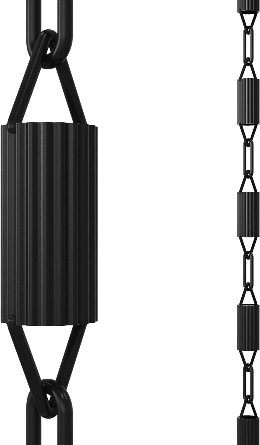 Rain Chains Direct - Manicotti Rain Chain - 8.5 FT - Durable Black Powder-Coa...