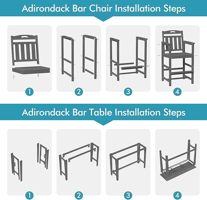 Ciokea 3 Pcs Outdoor Bar Height Table Set, 60" Extra Long Rectangle High...
