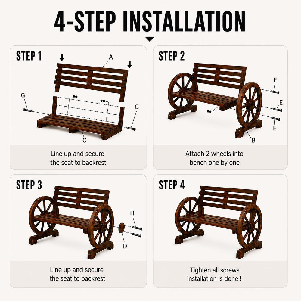 41" Wood Outdoor Bench, Outside Benches for Garden,Patio,Front Porch, Pa...