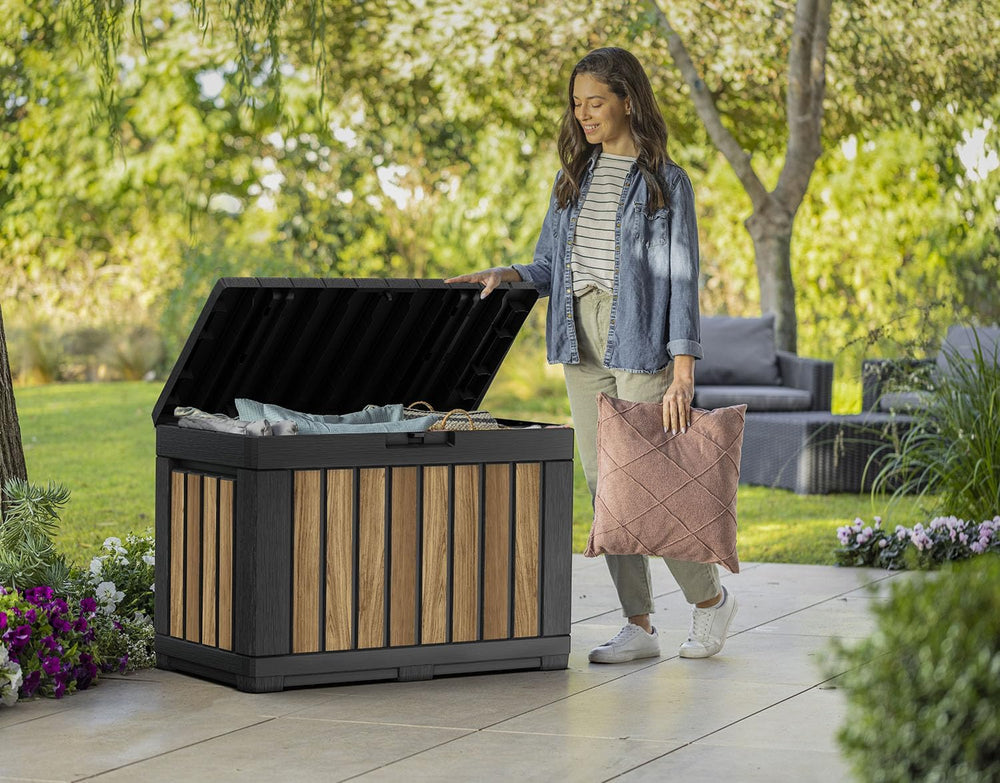 Keter Signature Collection 50 Gallon Resin Deck Box Organization and Storage ...