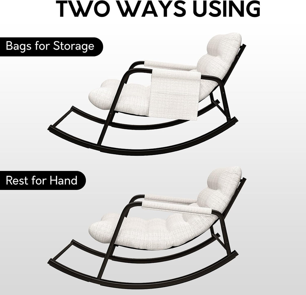 Double Papasan Rocking Chair with Cushion, Patio Loveseat Rocker