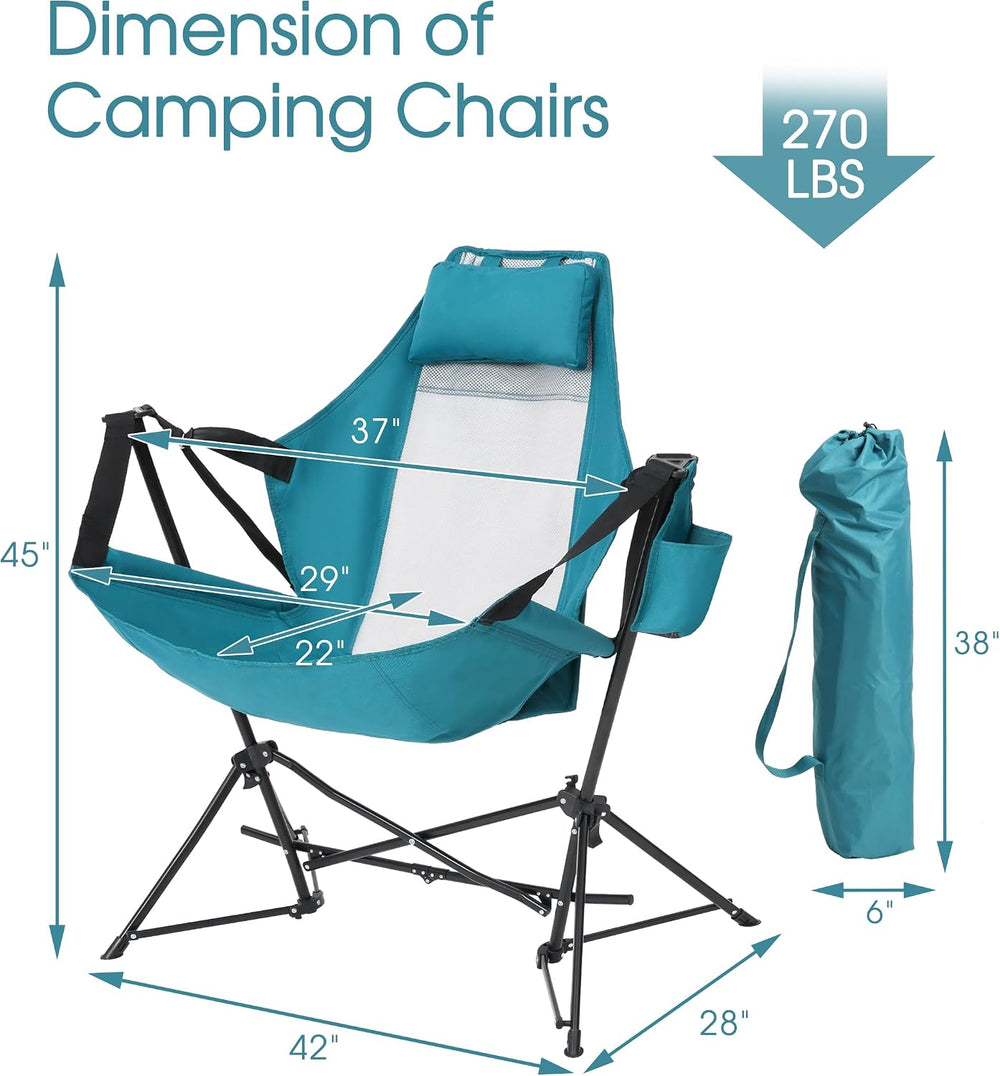 HOMEFUN Hammock Chairs, Swinging Camping Chairs, Set of 2, Blue