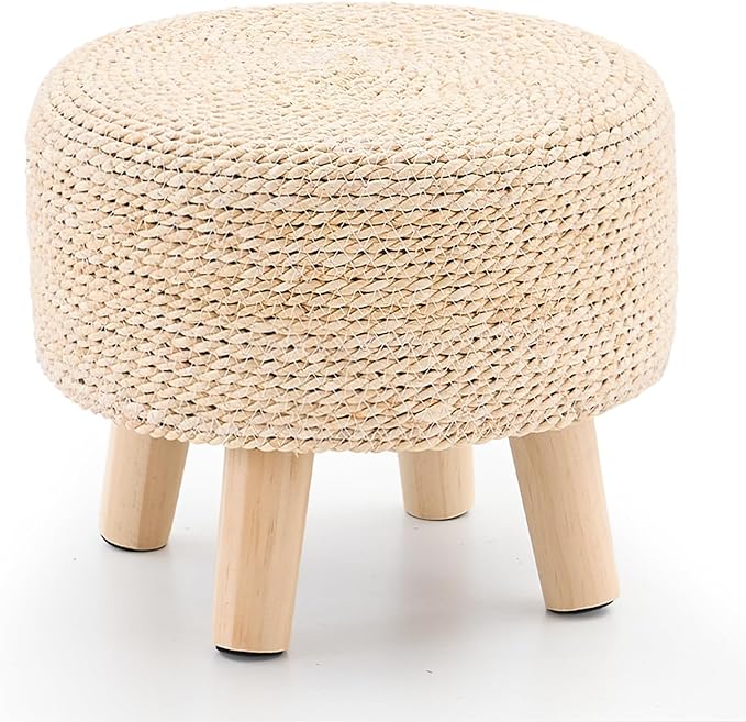 Wimarsbon Round Foot Stool Natural Seagrass Poufs Ottoman Hand Weave Footrest...