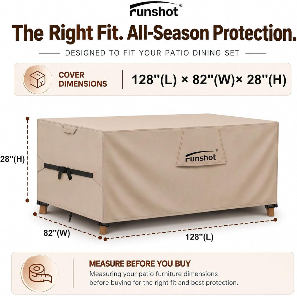 Rectangular Patio Furniture Cover 128L x 82W x 28H Inch, Waterproof 600D Heav...