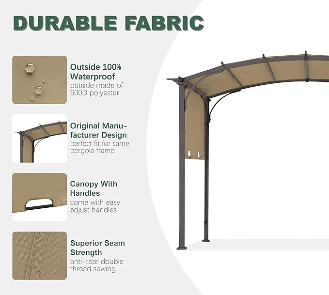 85''x 208'' Universal Doubleton Steel Pergola Replacement Cov...