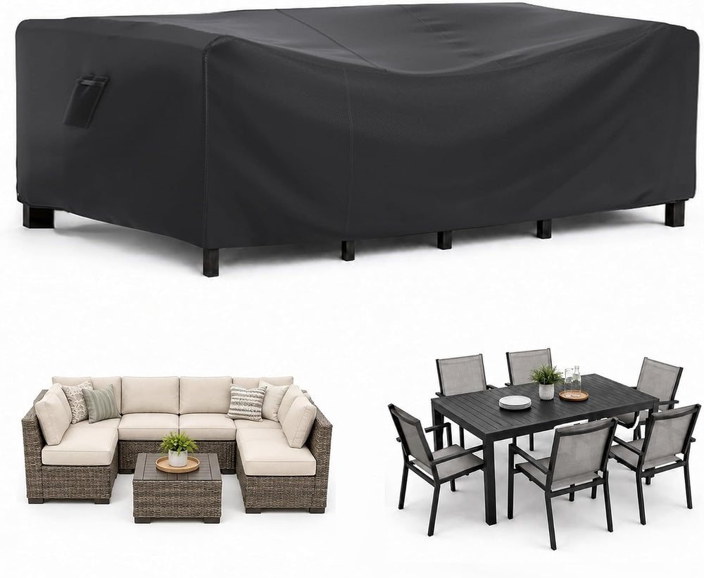 Waterproof Outdoor Patio Furniture Covers 111"L×74"W×28"H Black