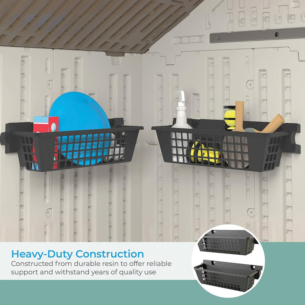 Suncast 2-Pack Accessory Baskets, Resin Organizers for Shed, Black, 25" ...