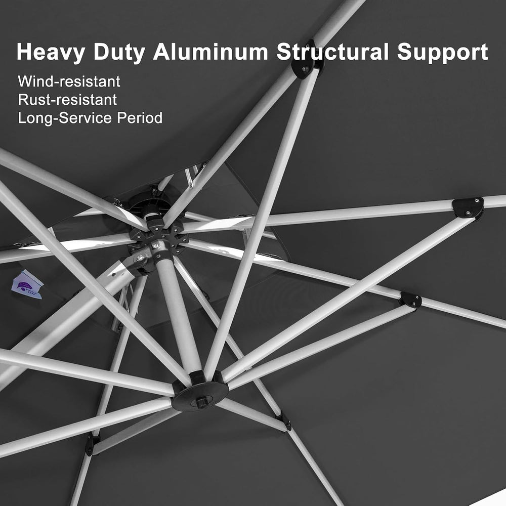 PURPLE LEAF Cantilever Patio Umbrella 11 FT Wind Resistant Canopy, Grey