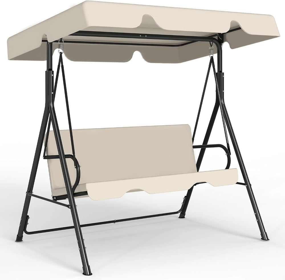 Murago Outdoor Patio Swing Chair with Adjustable Canopy, Beige
