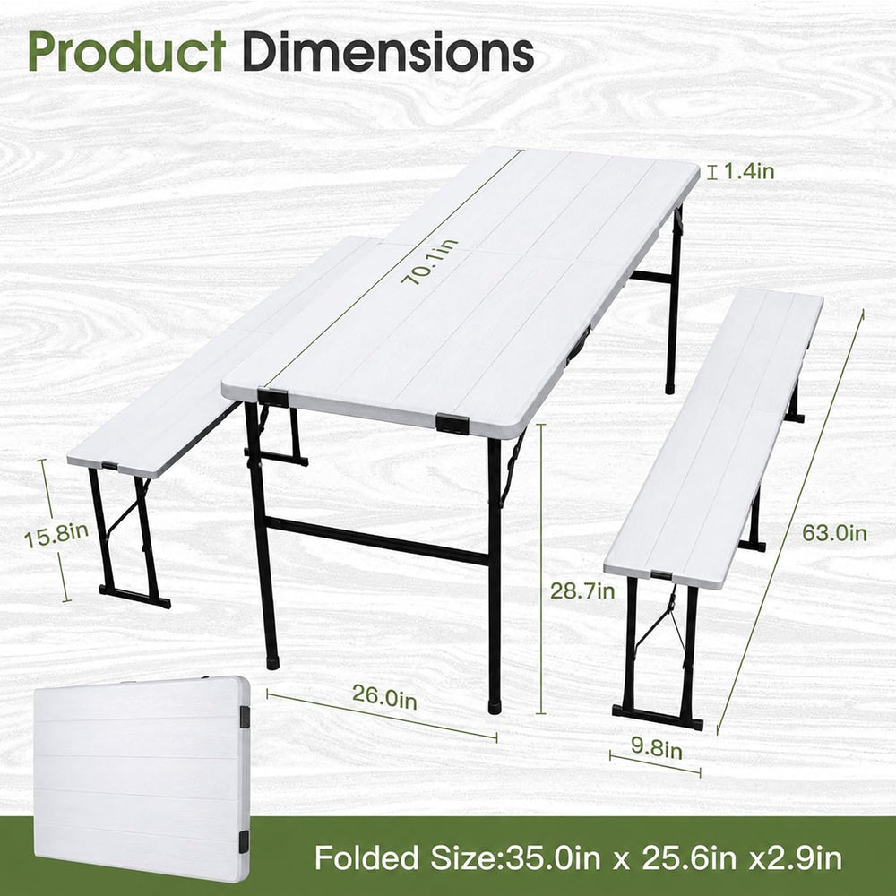 Camping table folding table and chairs foldable picnic table Portable White