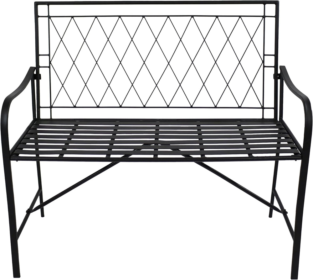 Sunnydaze 2-Person Iron Outdoor Garden Bench - Black - 42.25" W