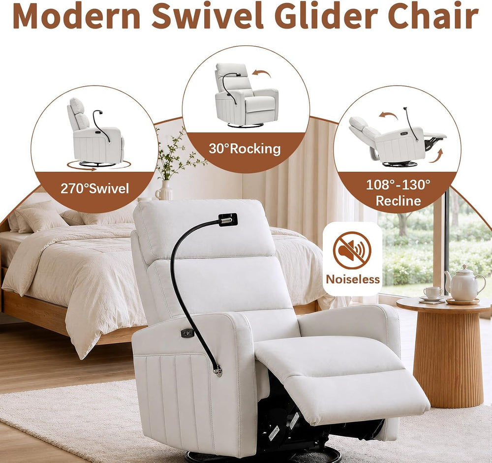 AIRSKY Power Swivel Rocking Recliner Chair with Power Headrest
