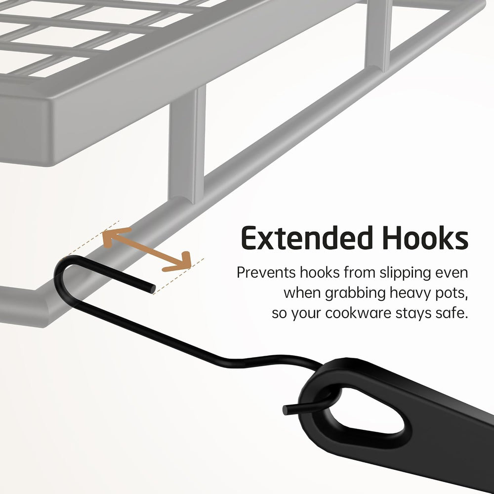 KES 30-Inch Pot Rack Wall Mounted, 8 Secure Lid Holders & 12 Sturdy Hooks