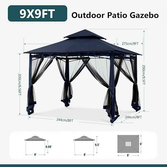 MASTERCANOPY Outdoor Garden Gazebo for Patios with Stable Steel Frame and Net...