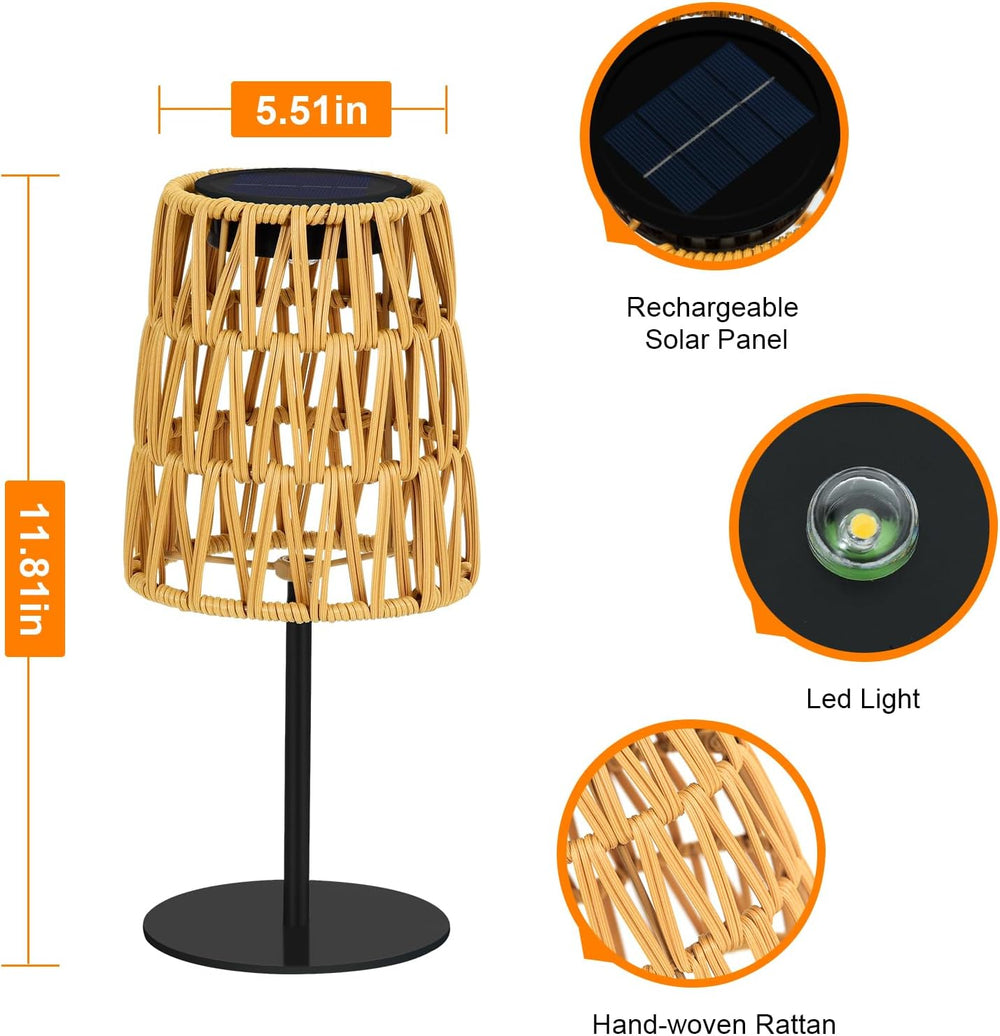 2pcs Outdoor Table Lamp: Rechargeable LED Solar Lantern for Garden Yard, Wate...