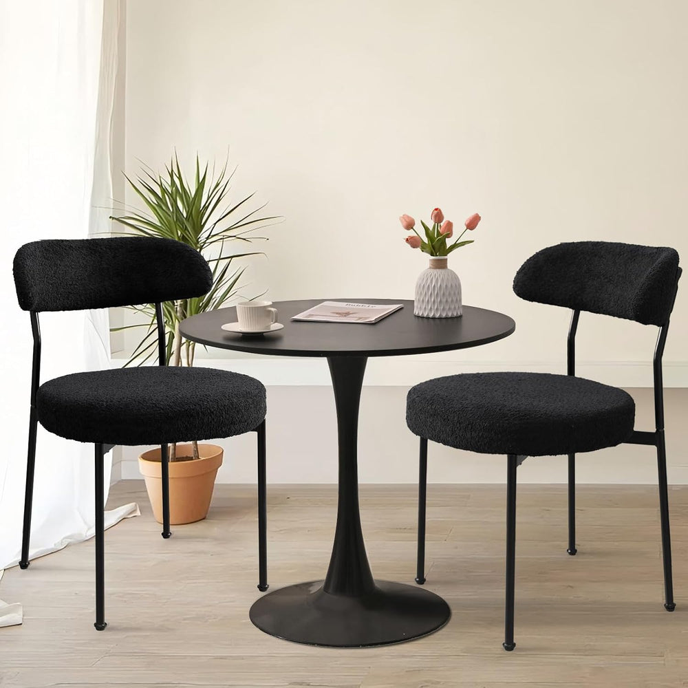 31.5" Small Round Kitchen Table Set for 2 with Velvet Upholstered Chairs