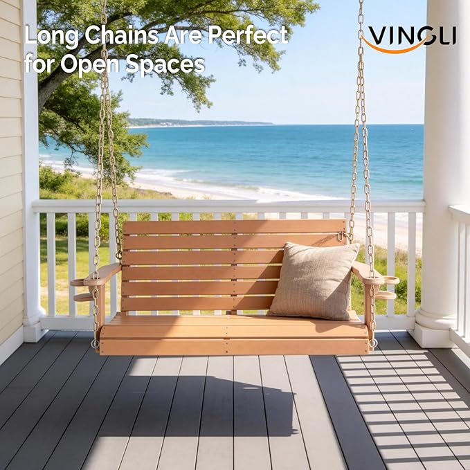 VINGLI Heavy Duty 1600 LBS HDPE Porch Swing Outdoor with Rotatable Cup Holder...
