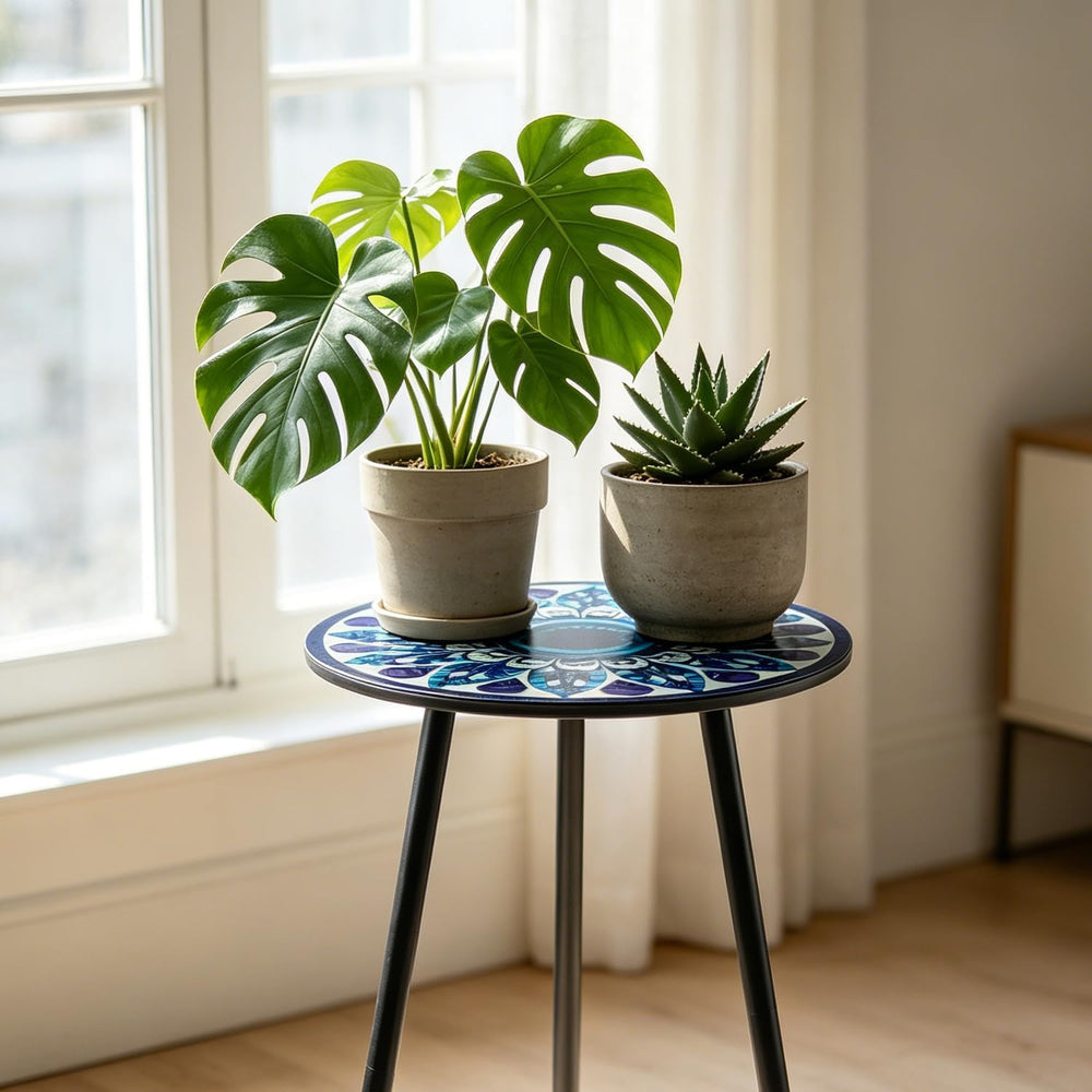 Outdoor Side Table Set of 2 Patio Side Tables for Outside Black End Tables Sm...