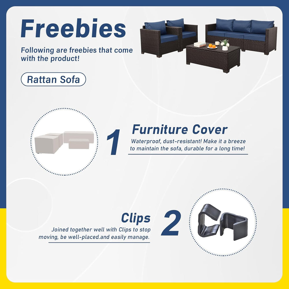 Rattan Star 4 Piece Patio Furniture Set 45In Fire Pit Table Outdoor Furniture...