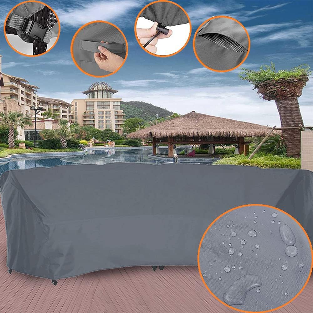 Patio Sectional Curved Sofa Protector Cover Waterproof Heavy Duty 420D Oxford...