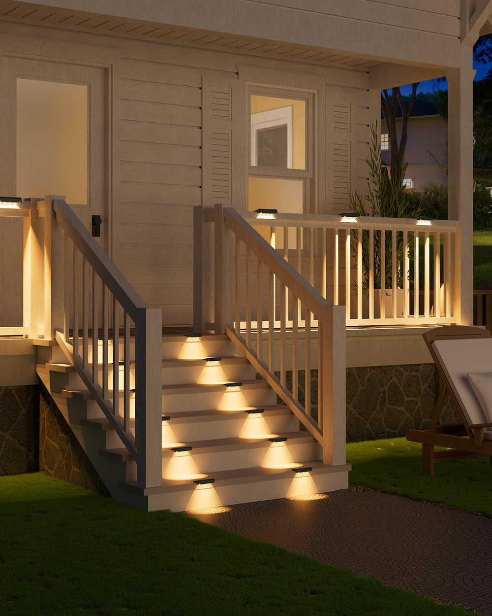 VOLISUN Solar Deck Lights 20 Pack, Warm White Glow LED Large Size Lamp, IP65 ...