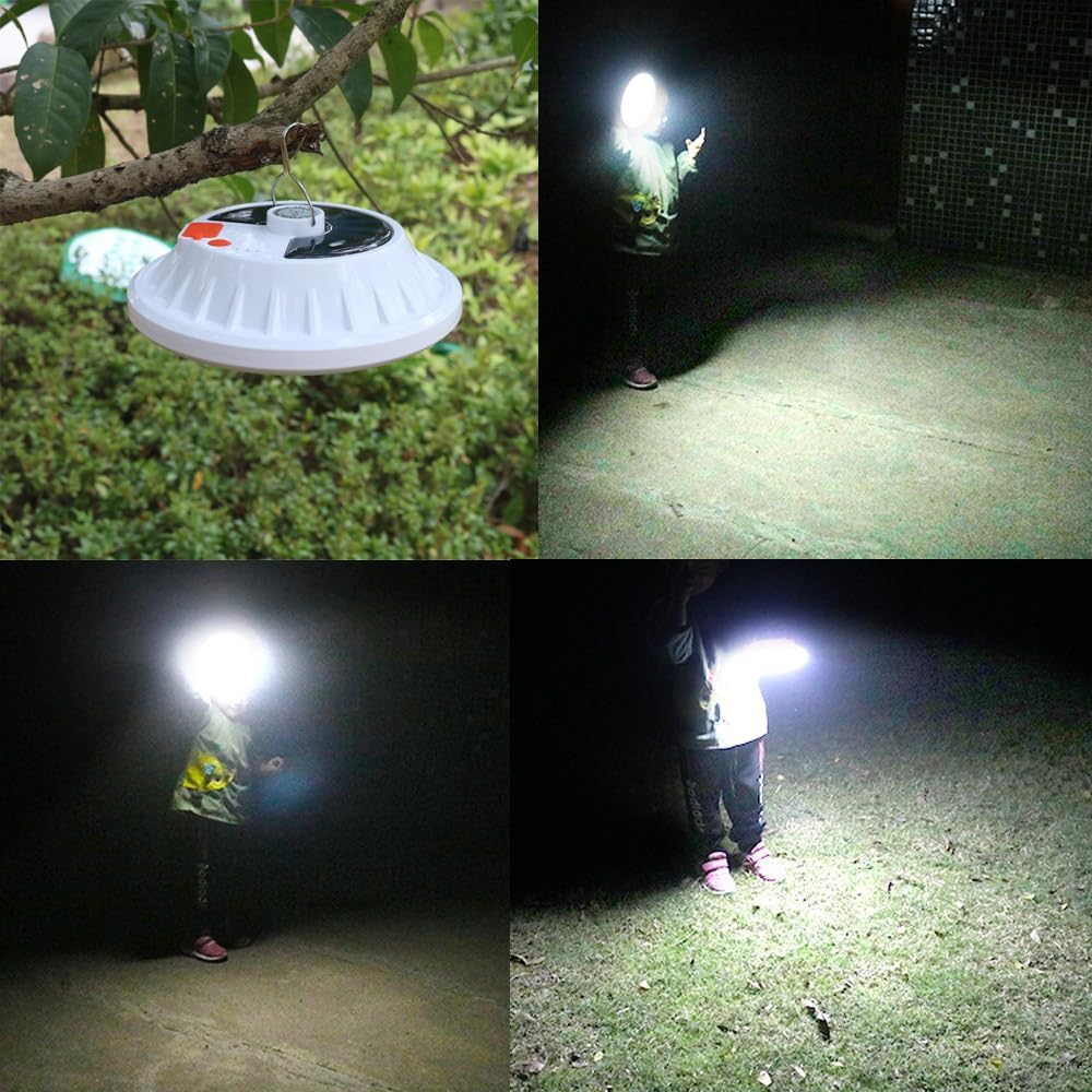 [2 Pack 120 LED ] Solar Camping Tent Lights Rechargeable Portable Lantern
