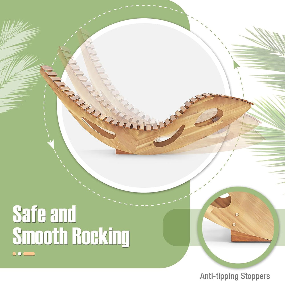 Tangkula Outdoor Chaise Lounge Chair Set of 2, Acacia Wood Rocking Sun Lounge...